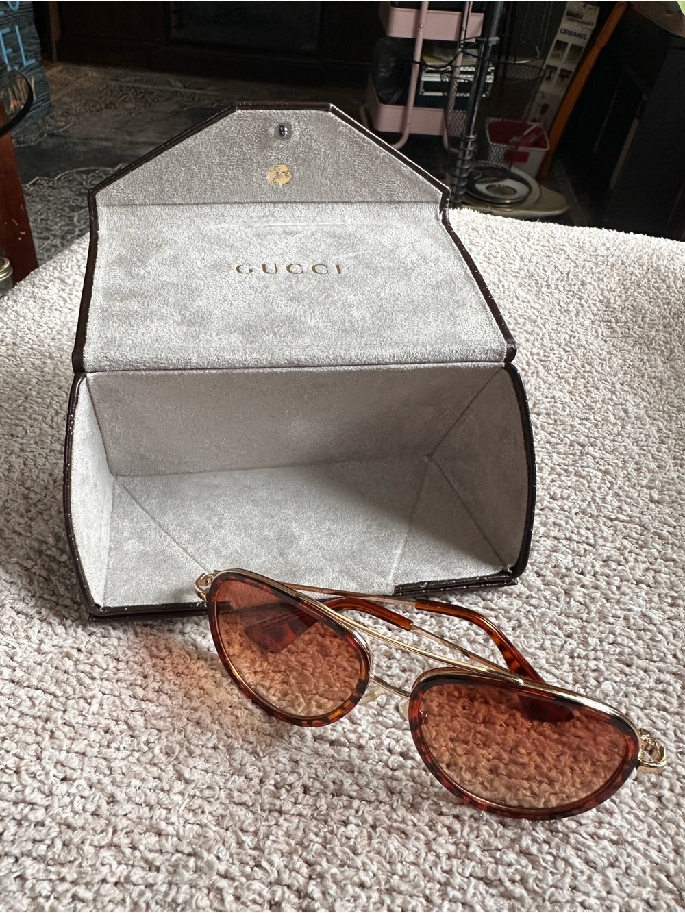 Gucci Tortoiseshell Frame Sunglasses with Brown Lenses
